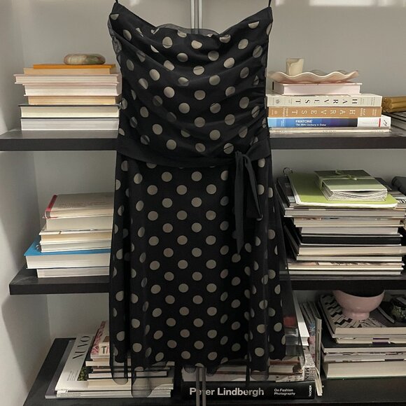 strapless polka dot midi dress - Picture 1 of 5